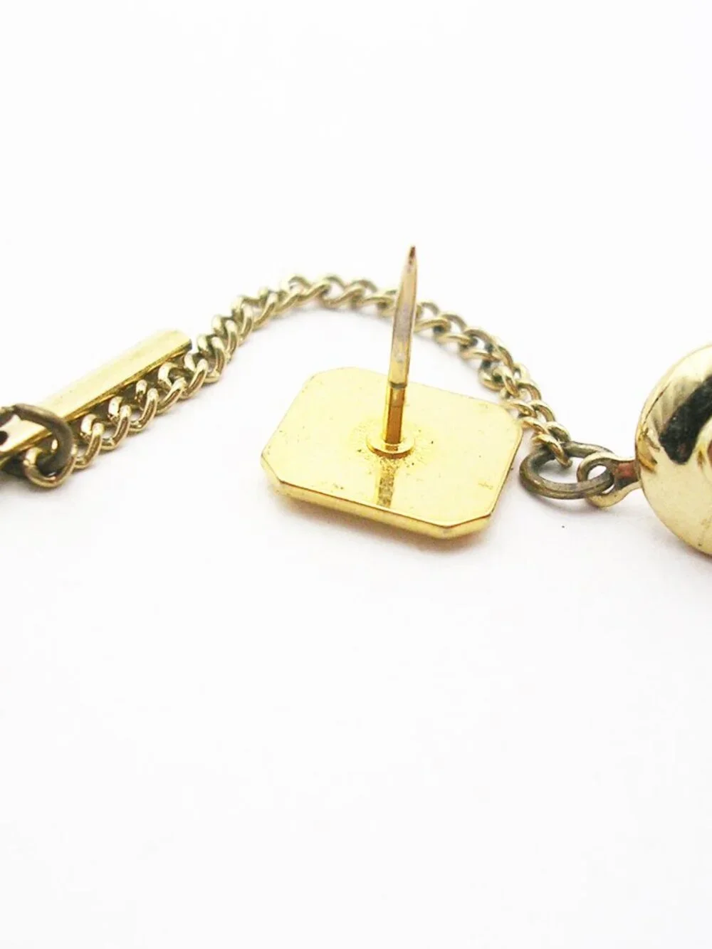 Initial H Tie Tack Pin with Chain old English Letter vintage Necktie Holder